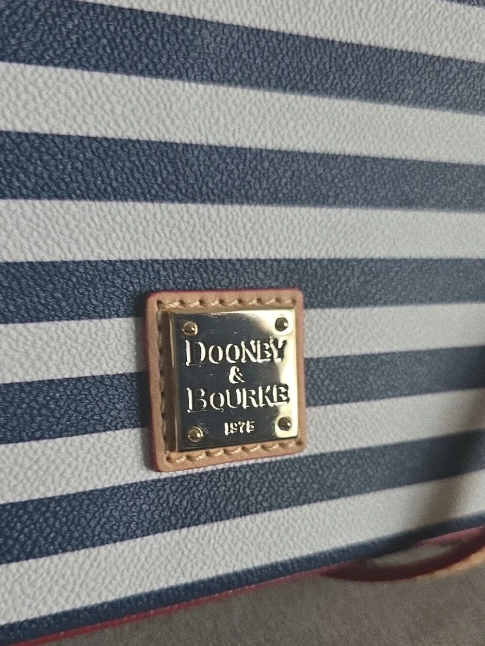 Dooney & Bourke Navy and White Striped Crossbody with Red Trim